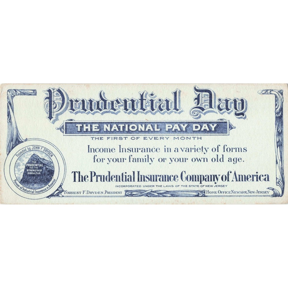 Vintage Ink Blotter Prudential Day Insurance Newark NJ Rock of Gibraltar VG - Picture 1 of 2